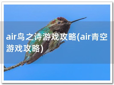 air鸟之诗游戏攻略(air青空游戏攻略)